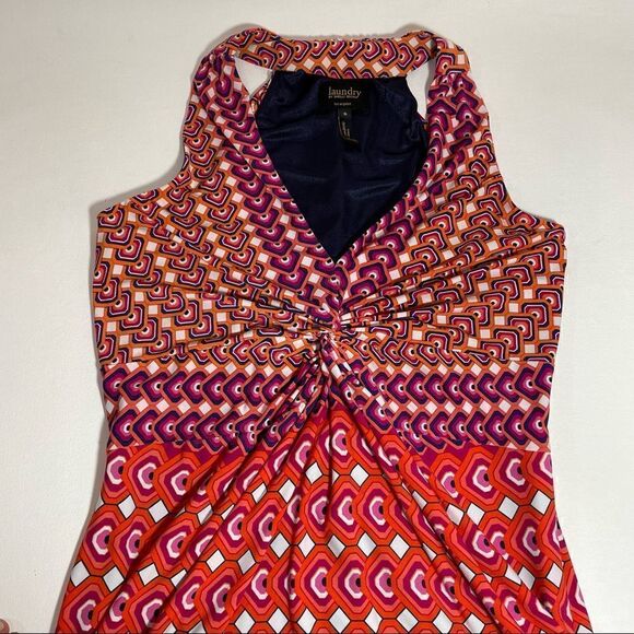 Laundry Shelli Segal Twisted Cinched bust geometric halter Dress Size 6 - Picture 3 of 12